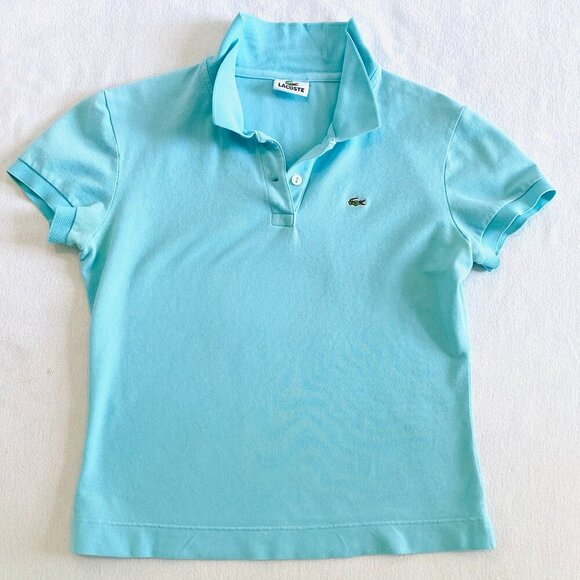 Vintage Lacoste polo shirt Women's Small aqua short sleeve preppy timeless - Picture 1 of 7